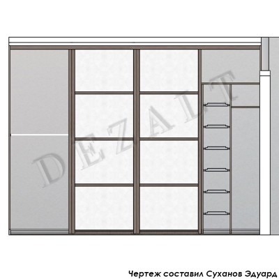 Чертеж шкафа-купе с выдвижными полками