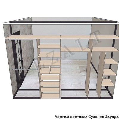 Схема встроенного шкафа в гостиную