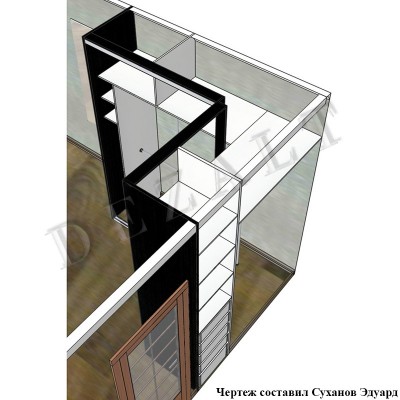 Чертеж встроенного углового шкафа-купе