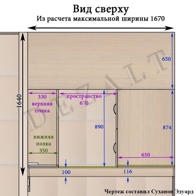 Чертеж гардеробной комнаты с подсветкой