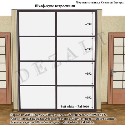 Шкаф-купе в нишу две двери