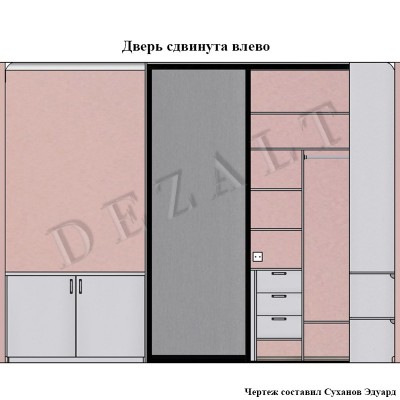 Угловой шкаф-купе с тумбой