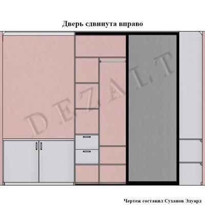 Угловой шкаф-купе с тумбой