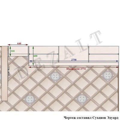Шкаф-купе с одной распашной секцией