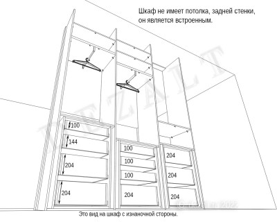Распашной шкаф встроенный 6 дверей