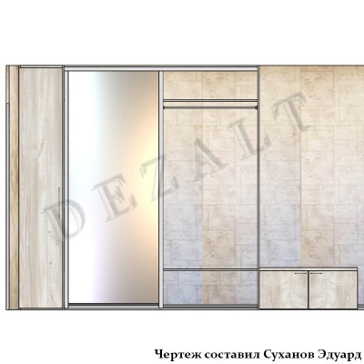 Чертеж встроенного шкафа-купе в прихожую