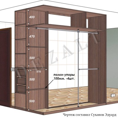 Шкаф-купе угловой заливной фасад