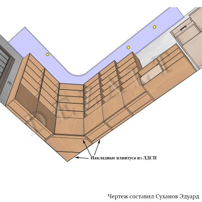 Чертежи шкафов для книг с угловой секцией 