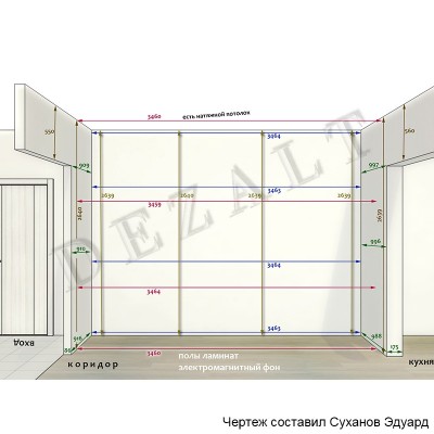 Чертежи встроенного шкафа-купе в коридор