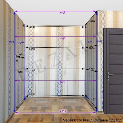 Схема гардеробной комнаты в спальню