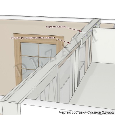 Схема шкафа-купе перед натяжным потолком