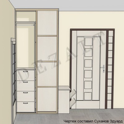 Чертеж высокого шкафа-купе