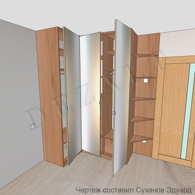 Схема углового распашного шкафа