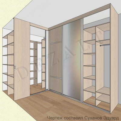 Гардеробная и шкаф-купе совместно