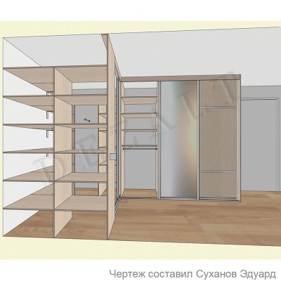 Гардеробная и шкаф-купе совместно