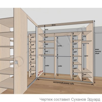 Гардеробная и шкаф-купе совместно