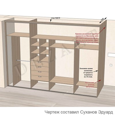 Схема встроенного шкафа-купе