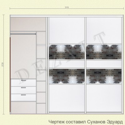 Шкаф-купе встроенный 3 двери