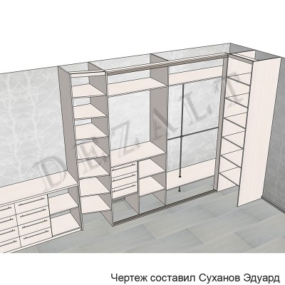 Шкаф-купе углом и тумба