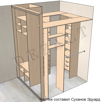 Схемы встроенной гардеробной