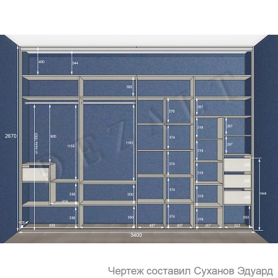 Чертежи шкафа-купе 4 двери