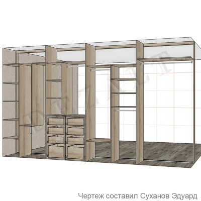 Чертежи шкафа-купе 4 двери