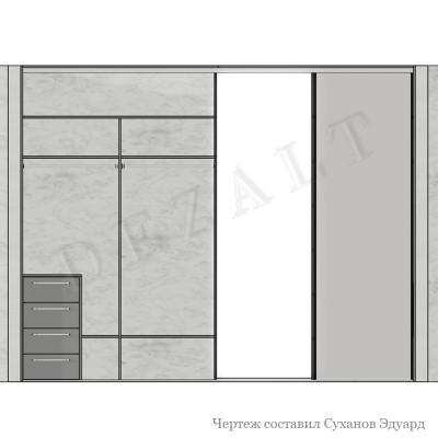 Шкаф-купе встроенный 4 двери