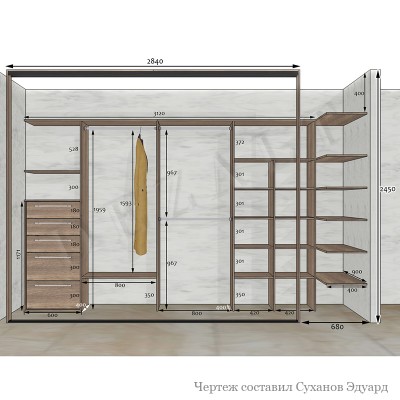 Шкаф-купе с загибом