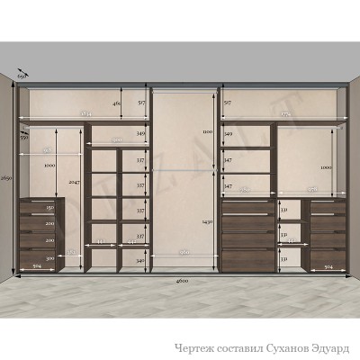 Чертеж большого шкафа-купе