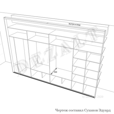 Шкаф-купе встроенный 4 двери