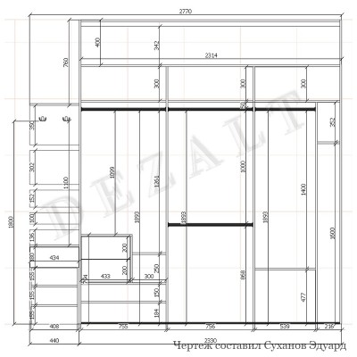 Шкаф-купе в прихожую чертежи