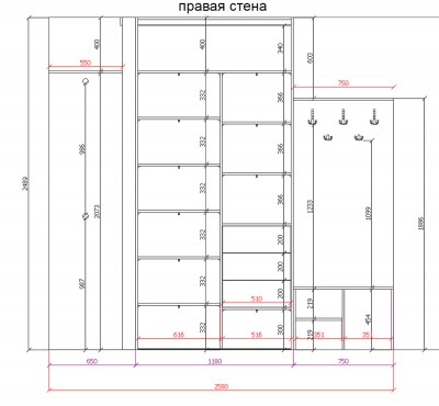 Угловой шкаф-купе в прихожую с зеркалом