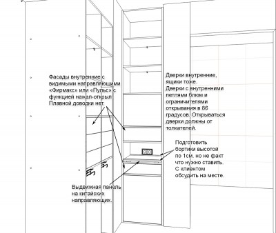 Сложная многоугольная гардеробная