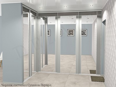 Шкаф-купе угловой с зеркалами