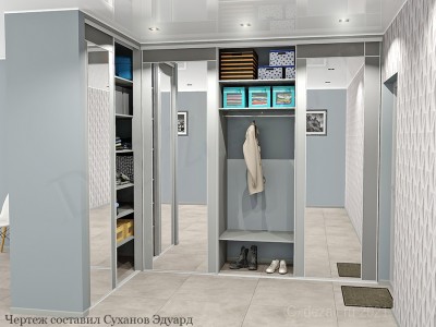 Шкаф-купе угловой с зеркалами