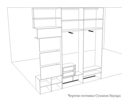 Шкаф-купе в прихожую с открытой секцией