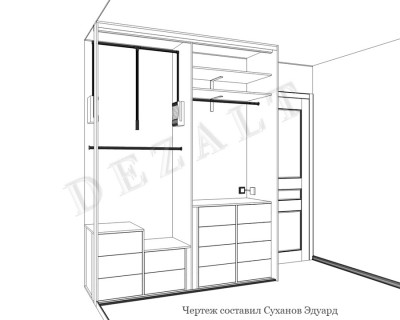Шкаф-купе в спальню с пантографом