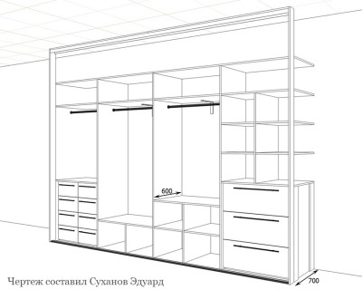 Шкаф-купе встроенный 4 двери