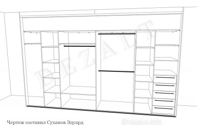 Шкаф-купе встроенный 4 двери