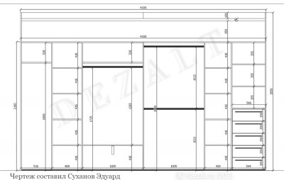 Шкаф-купе встроенный 4 двери
