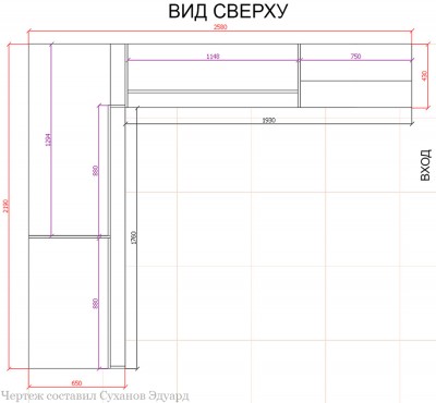 Угловой шкаф-купе с открытой секцией для прихожей