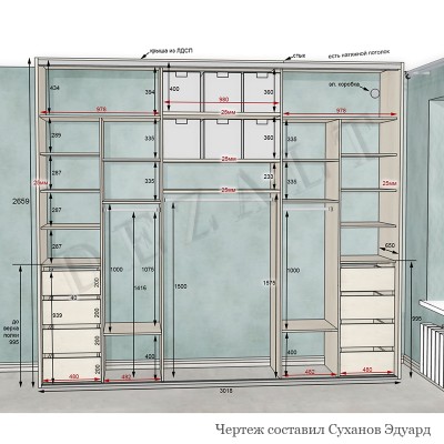 Шкаф-купе три двери в спальню