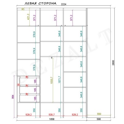 Спальня 12,7кв.м. в ЖК Яуза парк. Вариант 4.