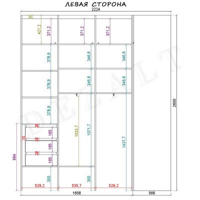 Спальня 12,7кв.м. в ЖК Яуза парк. Вариант 5.